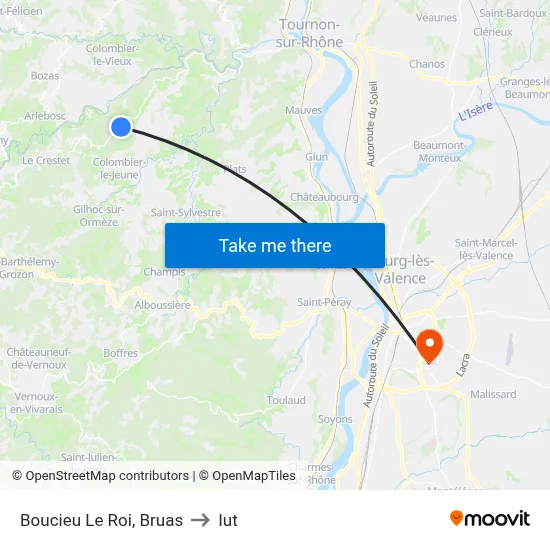 Boucieu Le Roi, Bruas to Iut map