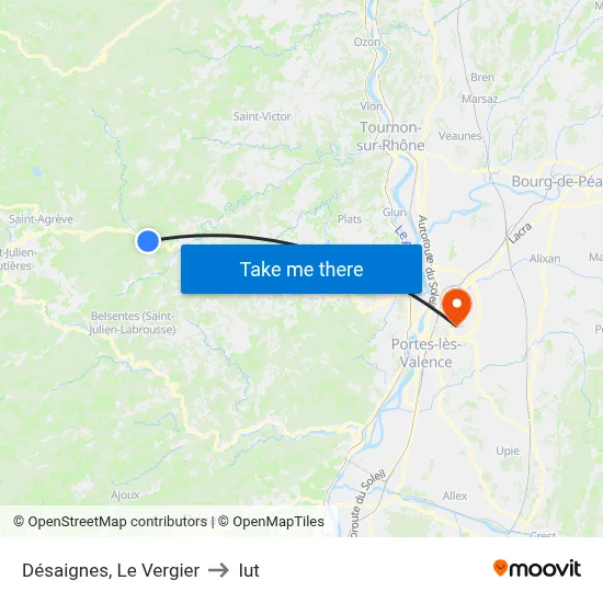 Désaignes, Le Vergier to Iut map