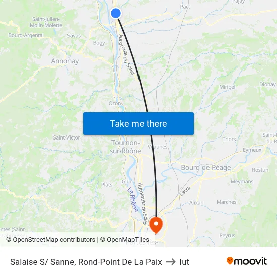 Salaise S/ Sanne, Rond-Point De La Paix to Iut map