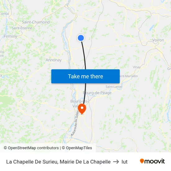 La Chapelle De Surieu, Mairie De La Chapelle to Iut map