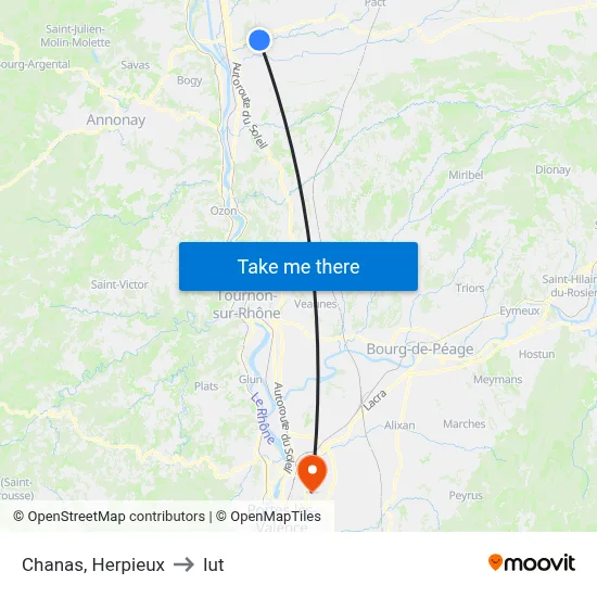 Chanas, Herpieux to Iut map