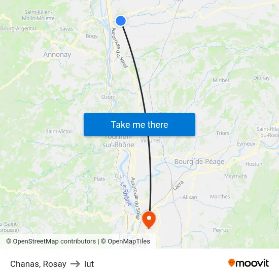 Chanas, Rosay to Iut map