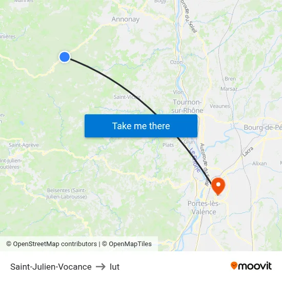 Saint-Julien-Vocance to Iut map