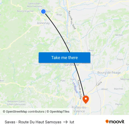 Savas - Route Du Haut Samoyas to Iut map