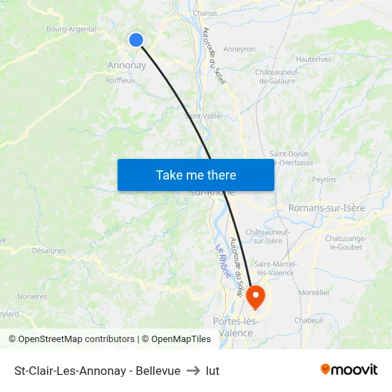 St-Clair-Les-Annonay - Bellevue to Iut map