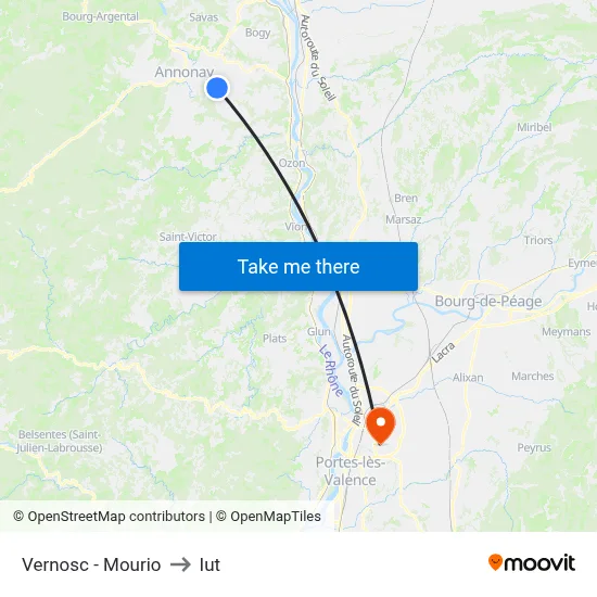 Vernosc - Mourio to Iut map