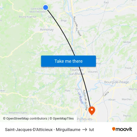 Saint-Jacques-D'Atticieux - Mirguillaume to Iut map
