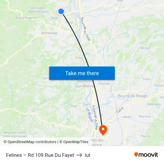 Felines – Rd 109 Rue Du Fayet to Iut map