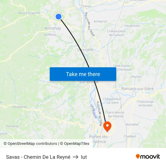 Savas - Chemin De La Reyné to Iut map