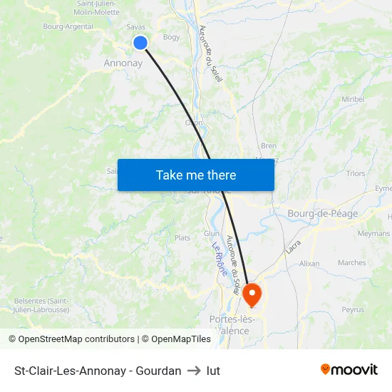 St-Clair-Les-Annonay - Gourdan to Iut map