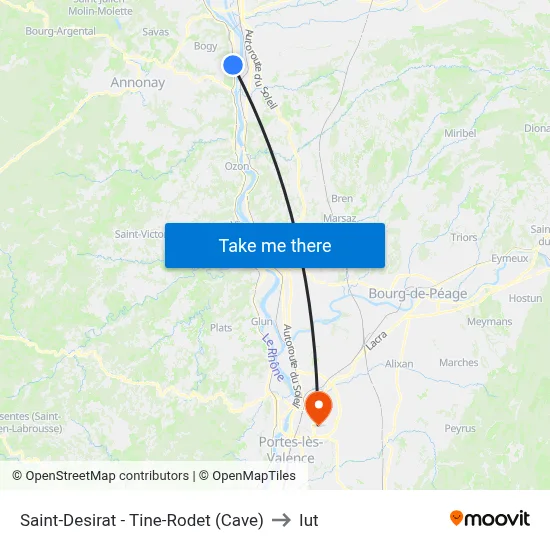Saint-Desirat - Tine-Rodet (Cave) to Iut map