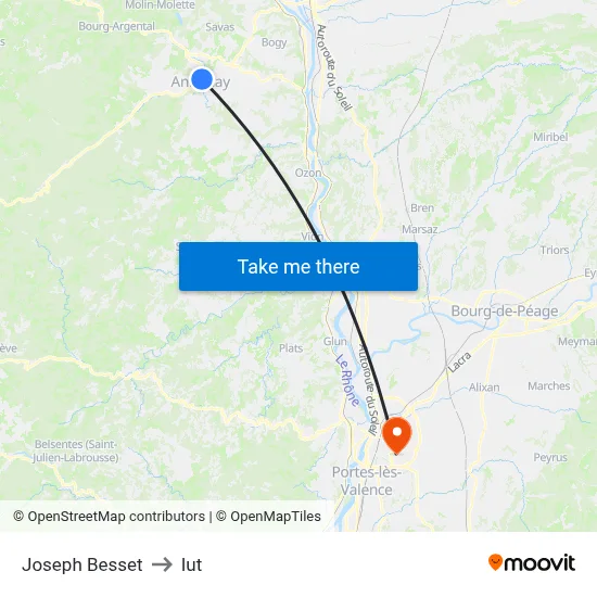 Joseph Besset to Iut map