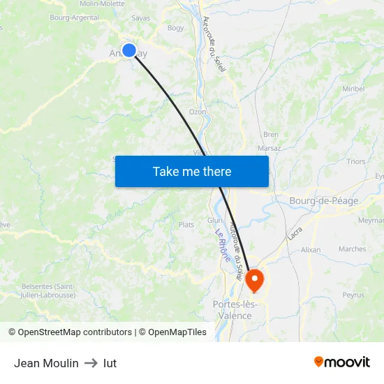 Jean Moulin to Iut map