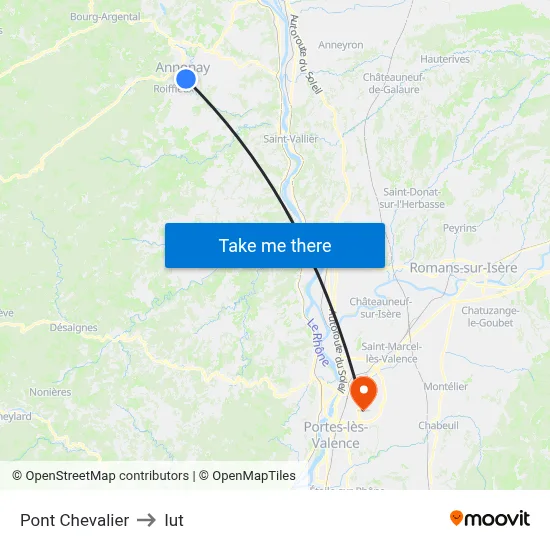 Pont Chevalier to Iut map