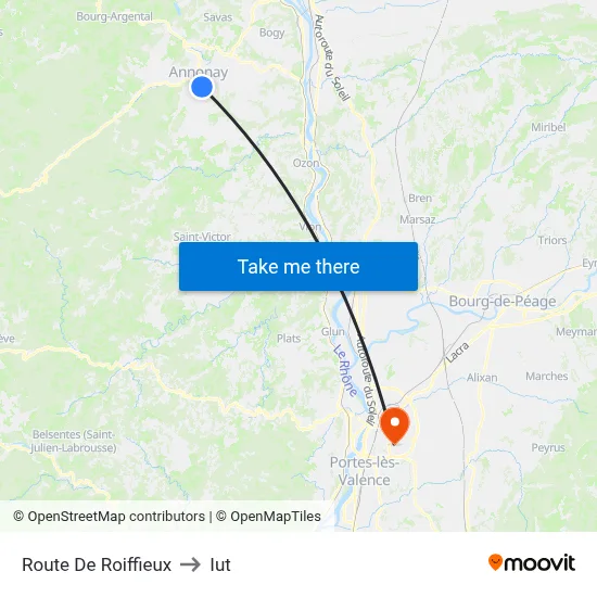 Route De Roiffieux to Iut map
