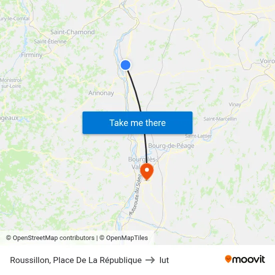 Roussillon, Place De La République to Iut map