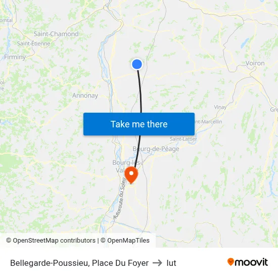 Bellegarde-Poussieu, Place Du Foyer to Iut map
