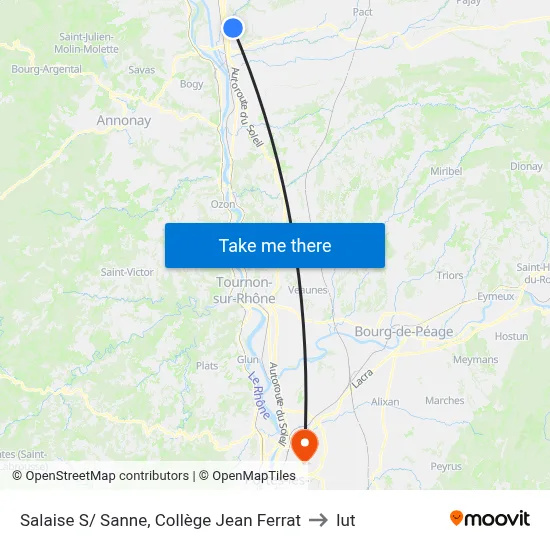 Salaise S/ Sanne, Collège Jean Ferrat to Iut map