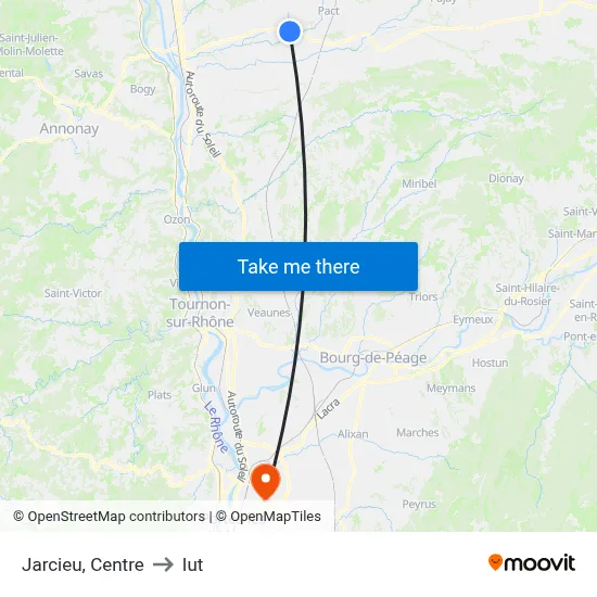 Jarcieu, Centre to Iut map