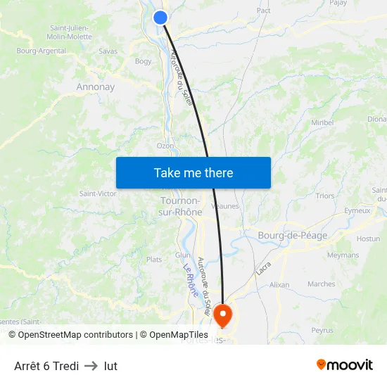 Arrêt 6 Tredi to Iut map