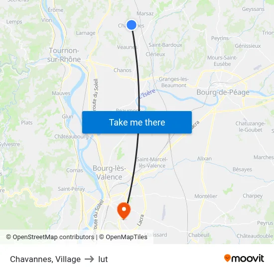 Chavannes, Village to Iut map