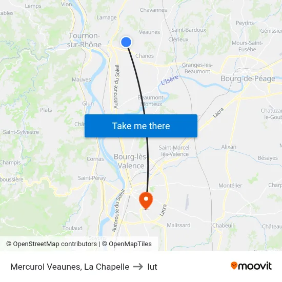Mercurol Veaunes, La Chapelle to Iut map