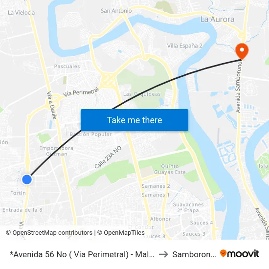 *Avenida 56 No ( Via Perimetral) - Mall El Fortín to Samborondon map