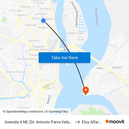 Avenida 4 NE (Dr. Antonio Parra Velasco) Y 4to Callejon 16a to Eloy Alfaro (Duran) map