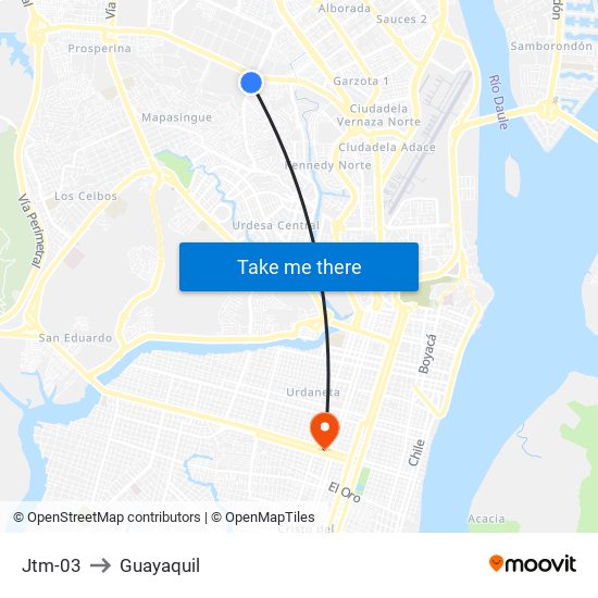 Jtm-03 to Guayaquil map