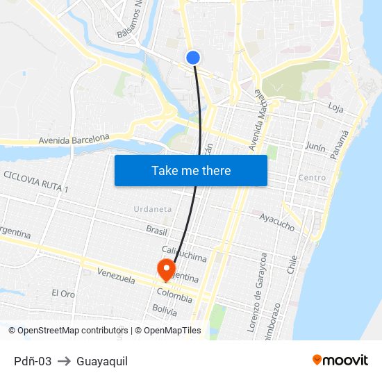 Pdñ-03 to Guayaquil map