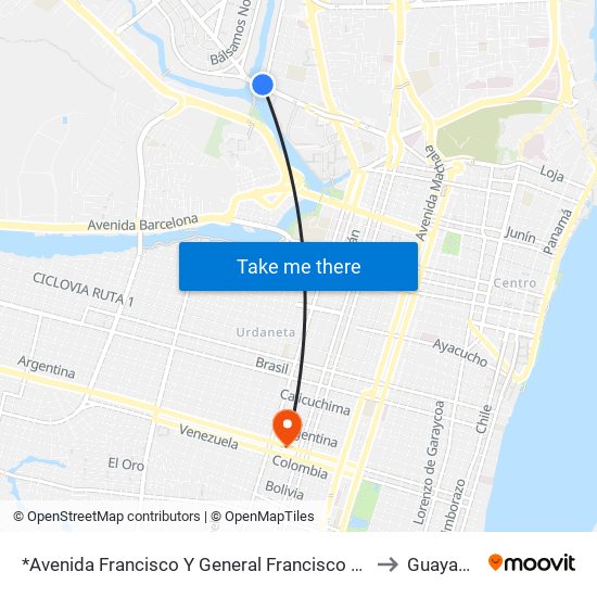 *Avenida Francisco Y General Francisco Bolona to Guayaquil map