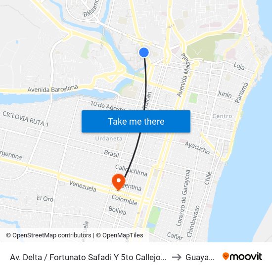 Av. Delta / Fortunato Safadi  Y  5to Callejon 8 No to Guayaquil map