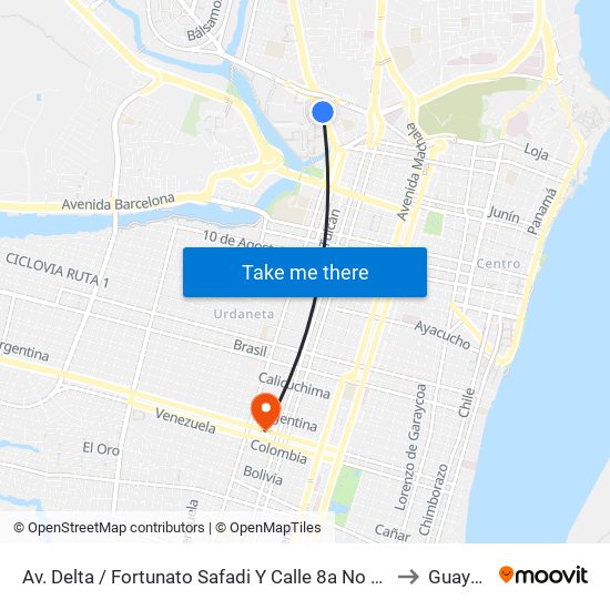 Av. Delta / Fortunato Safadi  Y  Calle 8a No (Del Libertador) to Guayaquil map