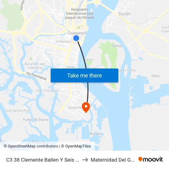 C3 38 Clemente Ballen Y Seis De Marzo to Maternidad Del Guasmo map