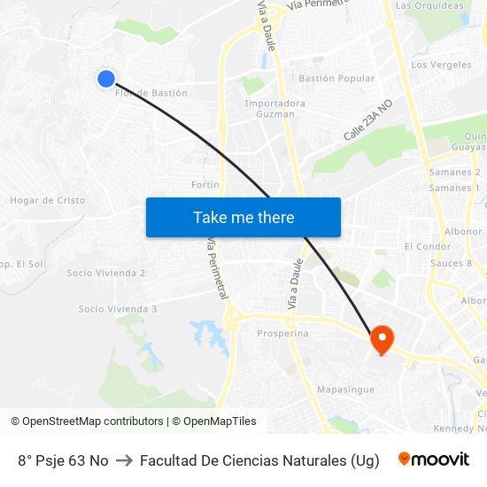 8° Psje 63 No to Facultad De Ciencias Naturales (Ug) map