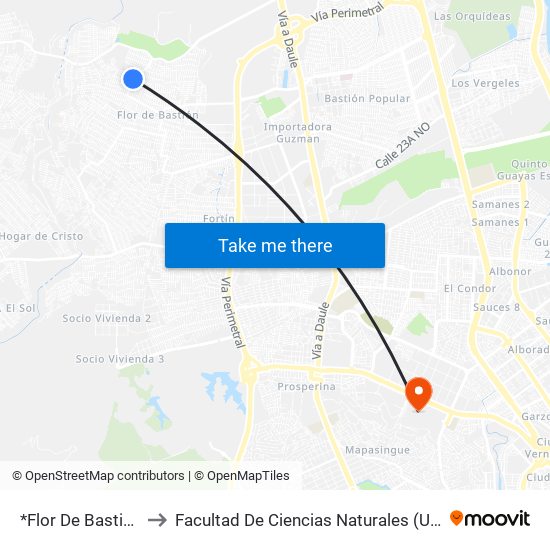 *Flor De Bastion to Facultad De Ciencias Naturales (Ug) map