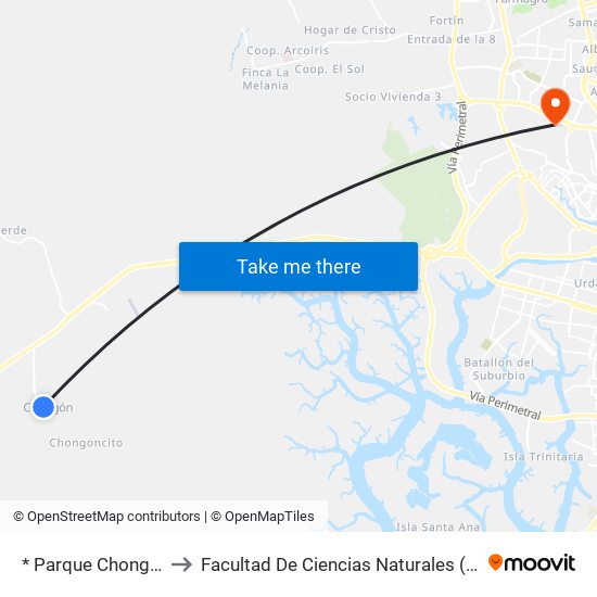 * Parque Chongon to Facultad De Ciencias Naturales (Ug) map