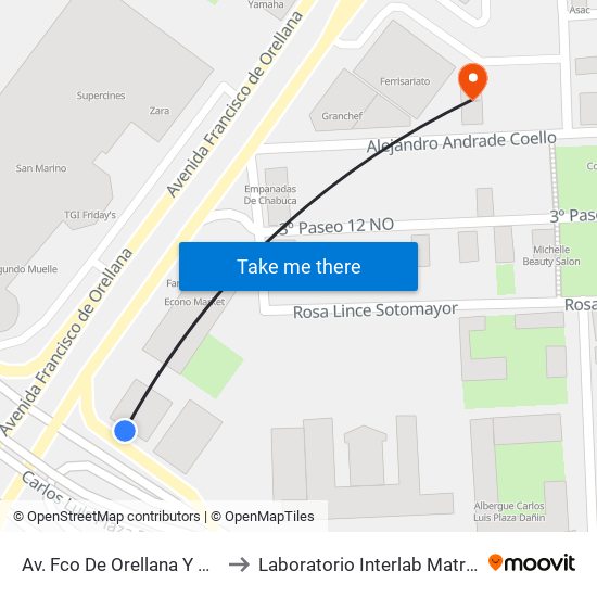 Av. Fco De Orellana  Y  6to Pasaje 9 No to Laboratorio Interlab Matriz Administrativa map