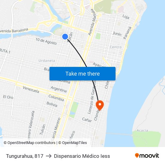Tungurahua, 817 to Dispensario Médico Iess map