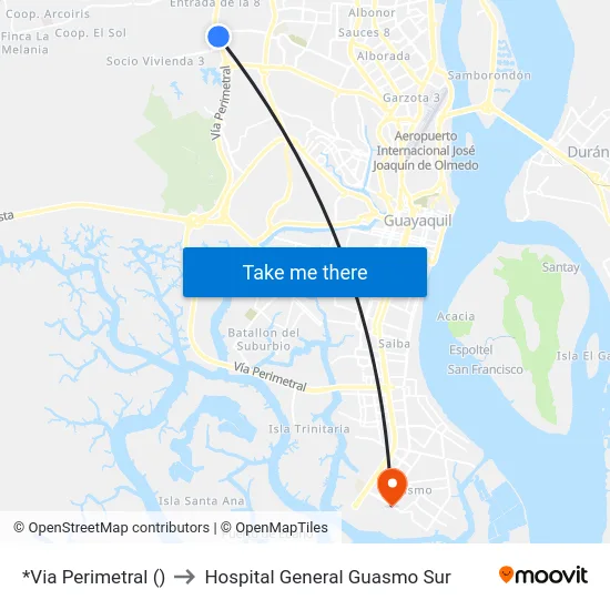 *Via Perimetral () to Hospital General Guasmo Sur map