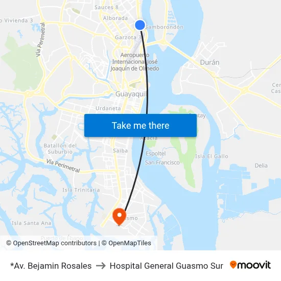 *Av. Bejamin Rosales to Hospital General Guasmo Sur map