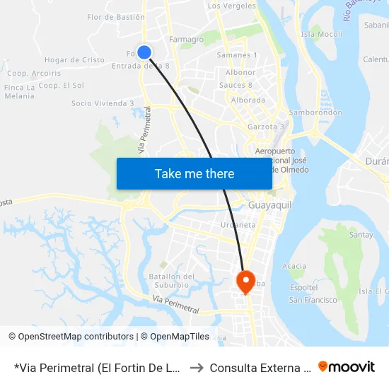 *Via Perimetral (El Fortin De La Flor) to Consulta Externa Iess map