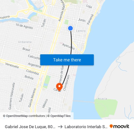 Gabriel Jose De Luque, 805y to Laboratorio Interlab Sur map