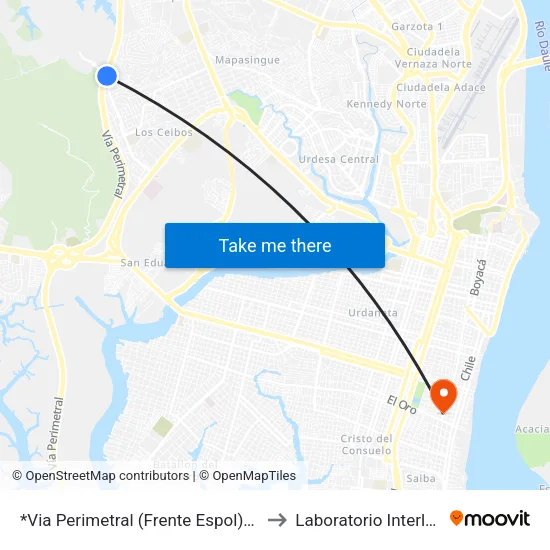 *Via Perimetral (Frente Espol)Cumbres to Laboratorio Interlab Sur map