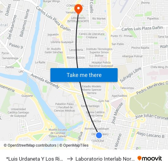 *Luis Urdaneta Y Los Rios to Laboratorio Interlab Norte map