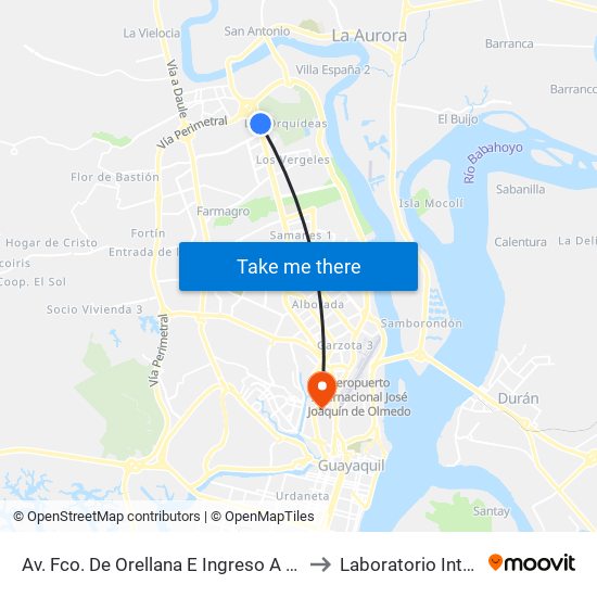 Av. Fco. De Orellana  E Ingreso A Colinas Del Maestro to Laboratorio Interlab Norte map