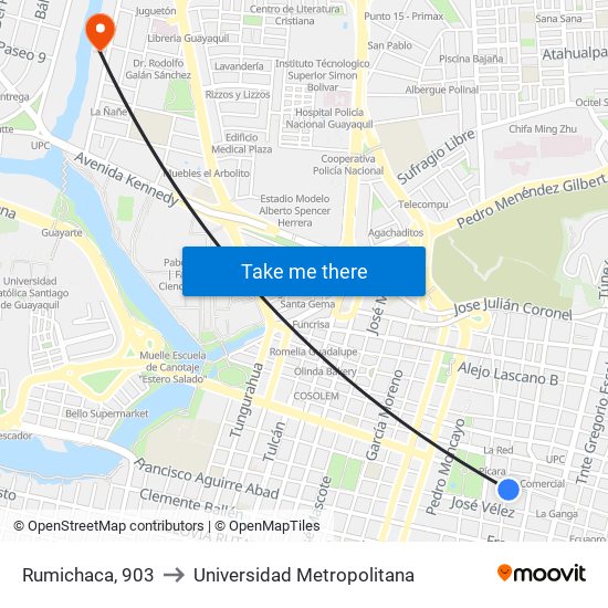 Rumichaca, 903 to Universidad Metropolitana map