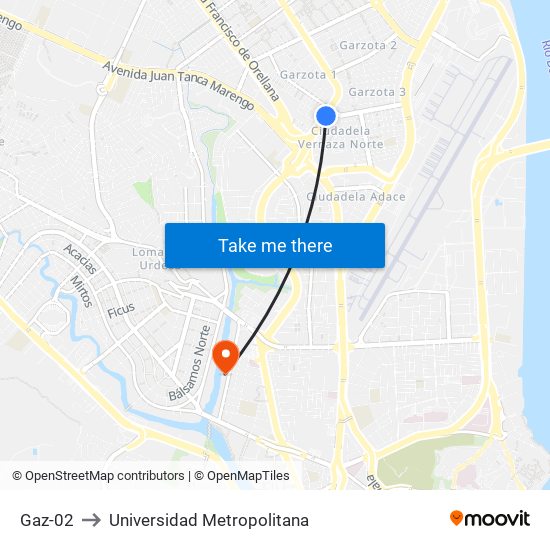 Gaz-02 to Universidad Metropolitana map