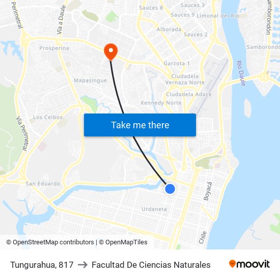 Tungurahua, 817 to Facultad De Ciencias Naturales map