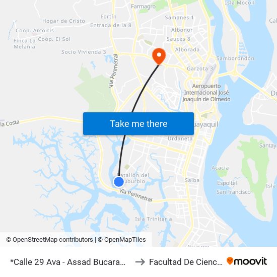 *Calle 29 Ava - Assad Bucaram Elmalin Y Callejon Q to Facultad De Ciencias Naturales map